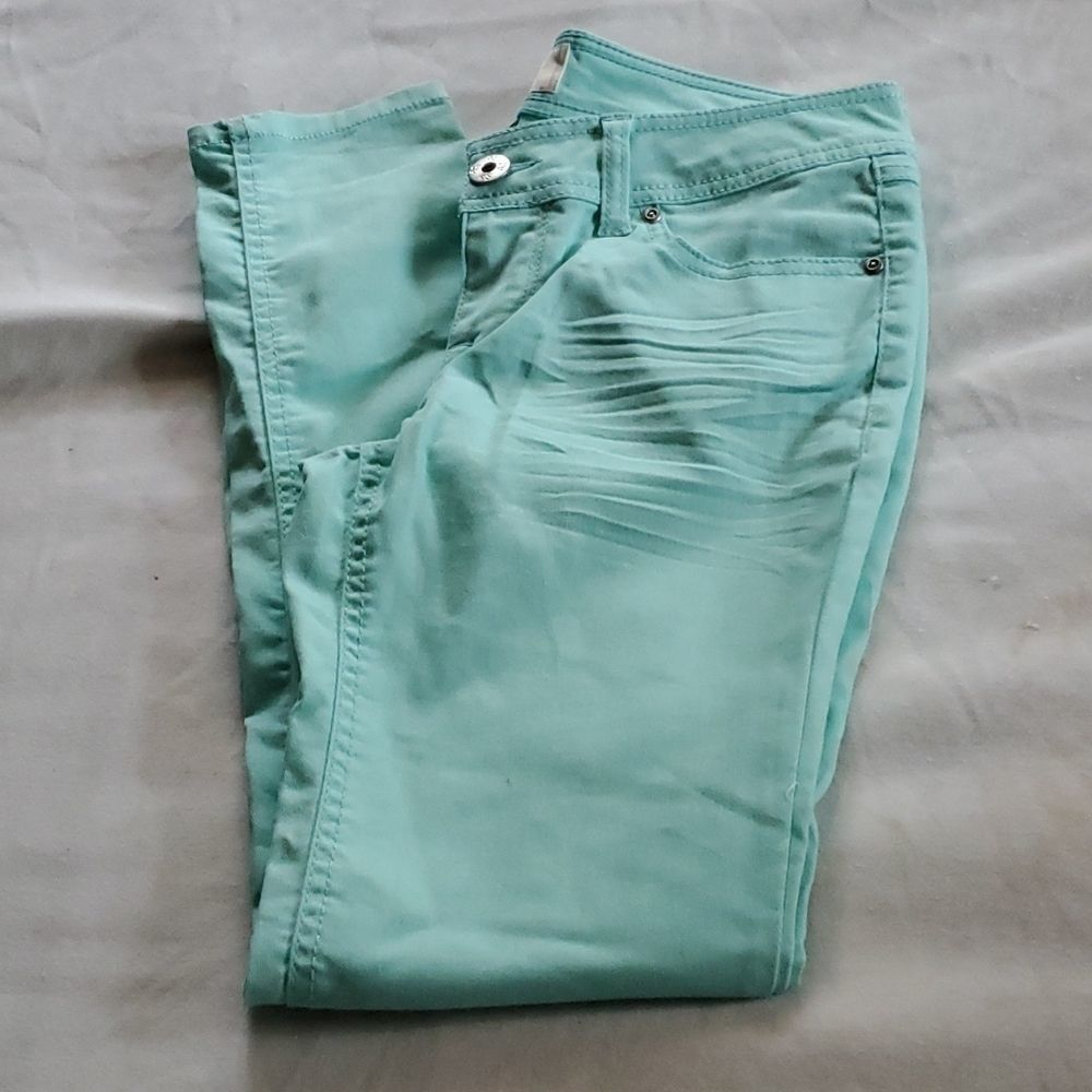 50% off SALE-SO junior GIRLS teal green low rise stretch skinny jeans size 7 NWT